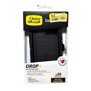 OtterBox Defender Series Pro Case for iPhone 12 / 12 Pro – Black Heavy Duty NEW